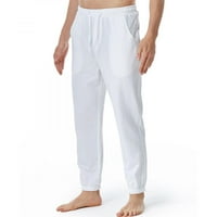 Muške Chinos Hlače širokog kroja, Ležerne Jogger hlače s elastičnim strukom i vezicama, bijele