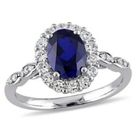 Miabella Women's 2- ct. Stvoren Sapphire, Topaz & Diamond 14KT bijelo zlato koktel halo prsten