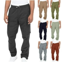 Pokloni za Valentinovo muške obične Ležerne hlače s puno džepova za fitness na otvorenom teretne hlače Plus size kožne teretne hlače