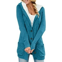 Ženski kardigan džemper s otvorenim prednjim dijelom dugih rukava pleteni jednobojni mekani jesensko-zimski ležerni preveliki džemper