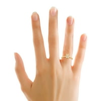 Za vas elegantne tinejdžere, lijepo izveden prsten od sova od 14k žutog zlata obložen 0. Bijeli prirodni dijamant za žene i djevojke