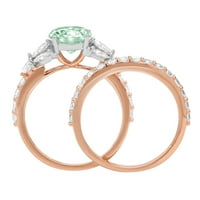 3. dijamant okruglog reza s imitacijom zelenog dijamanta od ružičastog zlata od 18 karata s naglascima vjenčani set od 6,75 dolara
