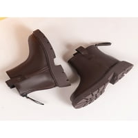 Čizme za snijeg za djevojčice, čizme za gležnjeve s toplim potplatom, vanjske Ležerne cipele s patentnim zatvaračem u smeđoj boji