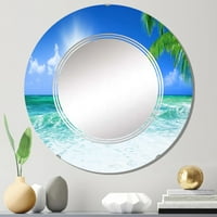 Zidno ogledalo s printom prekrasna plaža s jarkim suncem u nautičkom i obalnom stilu, 20 inča 90 inča
