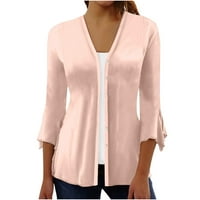 Kardigani za žene Plus veličine, Modni kardigan s ljetnim rukavima, Obična ležerna majica, bluze u ružičastoj boji 5 inča