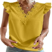 Ženski šifonski vrhovi, majica s izrezom u obliku slova A, bluza s tunikom kratkih rukava, ljetne košulje a, radna majica u žutoj