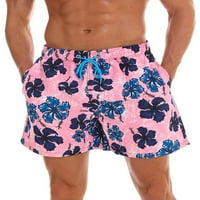 Muške hlače za plažu, kupaći kostim s kravatom, kratke hlače s visokim strukom, udobno odijelo za bazen, ružičasti cvijet