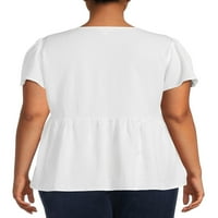 Terra & Sky Women's Plus Size V-izrez zaleđeni vrh