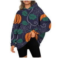 Majice za vježbanje za žene na rasprodaji, majice za Noć vještica jesen jednobojni pulover s dugim rukavima dukserica casual labava