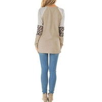 Ženski Okrugli vrat s dugim rukavima Na pruge leopard tunika gornji dio pulover ležerna bluza od 9 do 3 inča