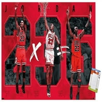 Michael Jordan Chicago Bulls 35.75 24.25 uokvireni poster s brojem igrača