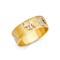 Čvrsti 14k bijeli, žuti i ružičasti trobojni Zlatni prsten veličine 6,5