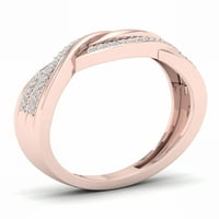 16K ružičasti zlatni prsten s križnom vrpcom od 10K dijamanata