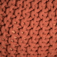 Okrugli pouf od plišane tkanine s jednobojnim printom u narančastoj boji