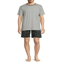Hanes muški kratki rukavi pamučni modalni majica za spavanje i tkani set za pekmez za spavanje