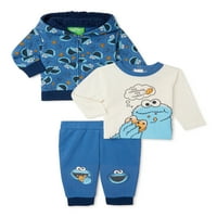 Cookie Monster Boys Boys Fleece Hoodie & Joggers, 3-PC. Set odjeće, veličine 0 3m-24m