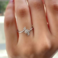 Ženski zlatni dijamantni prsten u cvjetnom dizajnu, srebro, 11,00 dolara