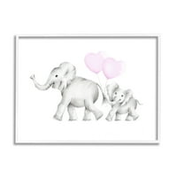 Stupell Industries mama i dječji slonovi Grafička umjetnost Bijela uokvirena umjetnička print zidna umjetnost, 16x20