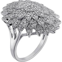 Rhodium pozlaćeni dijamantni naglasak s više lišćeg koktel prstena