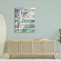 Stupell Slatka plaža morski konj morski konop galerija pejzažne slike omotano platno ispis zidne umjetnosti