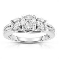 Ct. T.W. Marquise i princeza izrezana kompozitna dijamant tri kamena zaručnički prsten u 14k bijelom zlatu