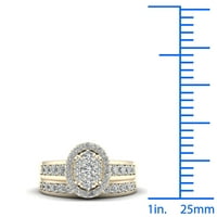 1CT TDW Diamond 14K žuti zlatni klaster Halo Bridal Set