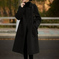 2-duge Ležerne zimske jakne na kopčanje za žene, crna Veličina 4 inča