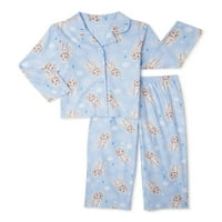 Disney Frozen Girls Button-up pidžama klasični dvodijelni set, veličine 4-10