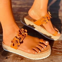 Ženske sandale s otvorenim prstima s cvjetnim uzorkom, japanke s debelim potplatom, pletene papuče