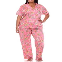 Ženski tropski pidžama Set kratkih rukava s kratkim rukavima i hlačama u tropskom stilu