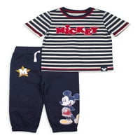 Mickey Mouse Baby Boy prugasti majica s kratkim rukavima i trenerka, odjeća