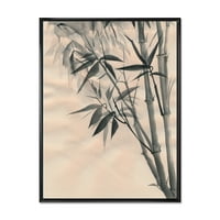 Dizajnerska umjetnost vintage crno-bijeli bambus tradicionalni uokvireni zidni otisak na platnu