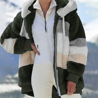 Ženska zimska jakna s kapuljačom, široka jakna s dugim rukavima, plišani kaput s patentnim zatvaračem, ženski vrhovi dugih rukava,