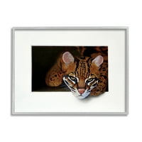 Prijeteći gepard, zasljepljujuća mačka iz džungle, nejasna slika, slika u sivom okviru, zidni tisak, dizajn Alana Zapada