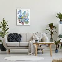 Stupel s uzorkom biljke plavog Kaktusa botanička i Cvjetna galerija slika omotano platno tiskanje zidne umjetnosti