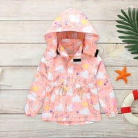 Vjetrootporna jakna za malu djecu i djevojčice sa slatkim crtanim uzorkom oblaka, Odvojivi kaput s kapuljačom