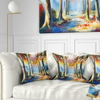 Dizajnirati šarena proljetna šuma - pejzažni tiskani jastuk za bacanje - 18x18