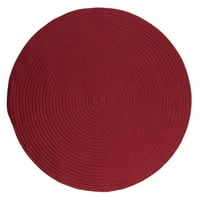 5' ručno izrađeni reverzibilni okrugli tepih od bordo crvene boje