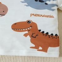 Ljetna odjeća za dječake, set majica s kratkim rukavima s printom slova dinosaura + kratke hlače