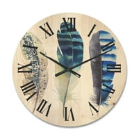 Dizajnerski dizajn šarene boho perje i Boemski i eklektični Drveni zidni satovi