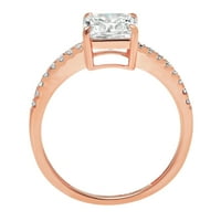 2. dijamant Asssher cut s imitacijom dijamanta od ružičastog zlata od 14 karata s umetcima prsten od 5,75