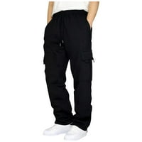 Hlače za žene ženske casual hlače s visokim strukom s puno džepova Duge hlače u crnoj boji, AA