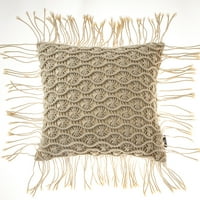 Ručno tkani pamučni jastuk za bacanje Boho heklanje s resicama kvadrat 1818 Bež pakiranje