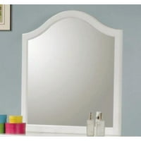 Zidno ogledalo, klasični pravokutni MDF okvir s lučnom pločom, u bijeloj boji