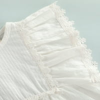 2 / Ljetni žakard kombinezon za djevojčice s cvjetnim vratom, jednodijelni bodi s letećim rukavima, haljina u bijeloj boji od 0 mjeseci