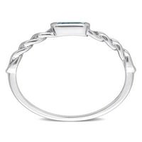10K ovalni prsten za pasijans od bijelog zlata s londonskim plavim topazom osmerokutnog reza.