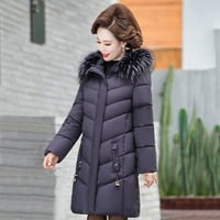 Ženska zimska tanka prošivena jakna srednje duljine plus veličine pamučni kaput za mamu 96,4883495