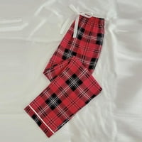Ženske Radne Casual hlače poslovne mrežaste hlače kućne hlače udobne pidžama hlače s mekim elastičnim strukom u crvenoj boji
