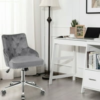 Baršunasta tapecirana uredska stolica od baršuna, okretna stolica za računalni stol u sivoj boji