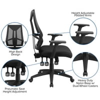 Višenamjenska ergonomska ergonomska uredska stolica s visokim naslonom od crne mreže s podesivim naslonima za ruke